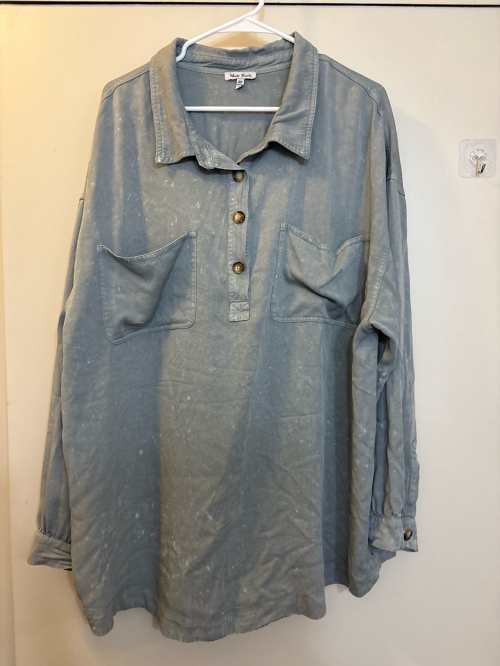 white birch Washed Light Blue Long-Sleeve